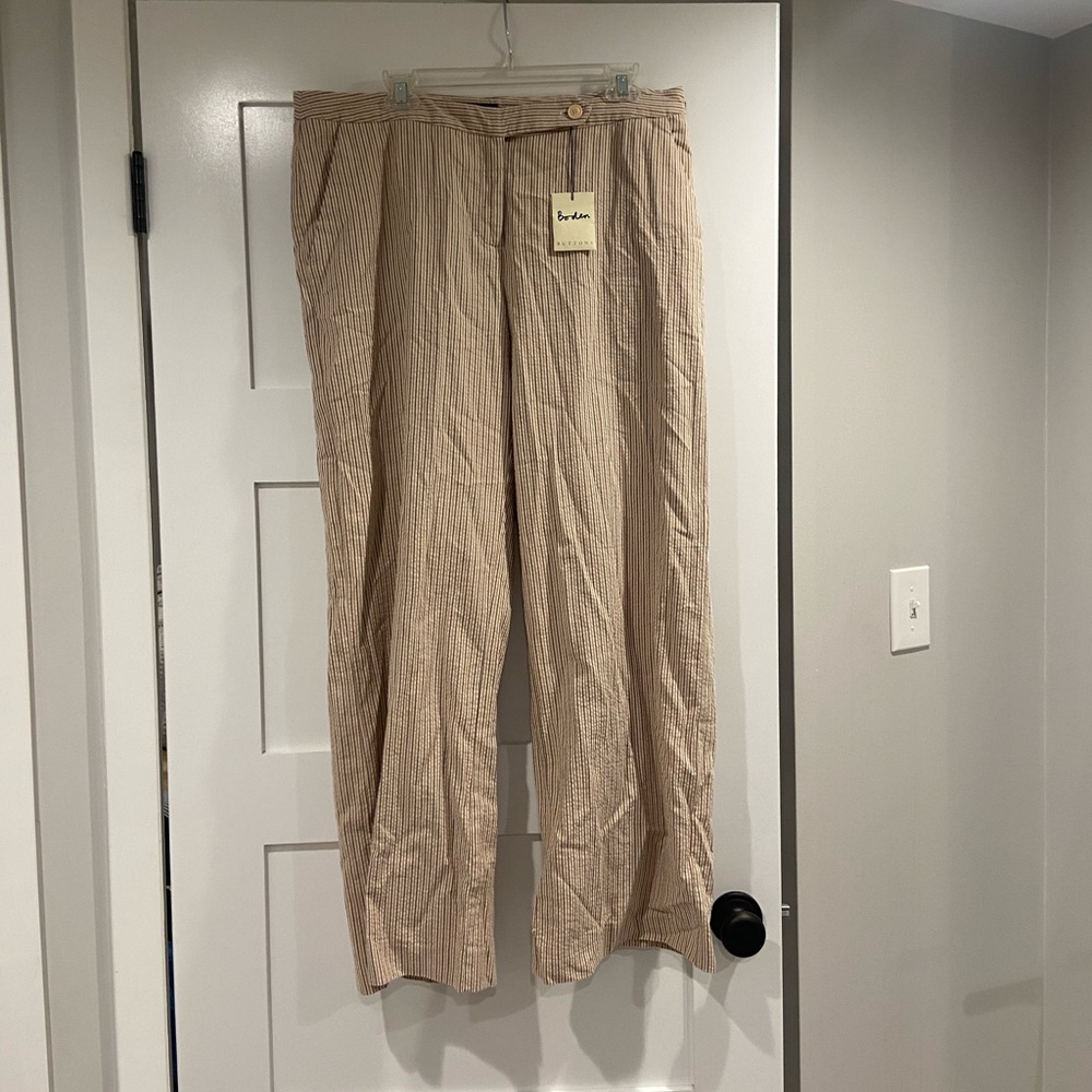 Boden brown sear sucker wide leg low waist trouser